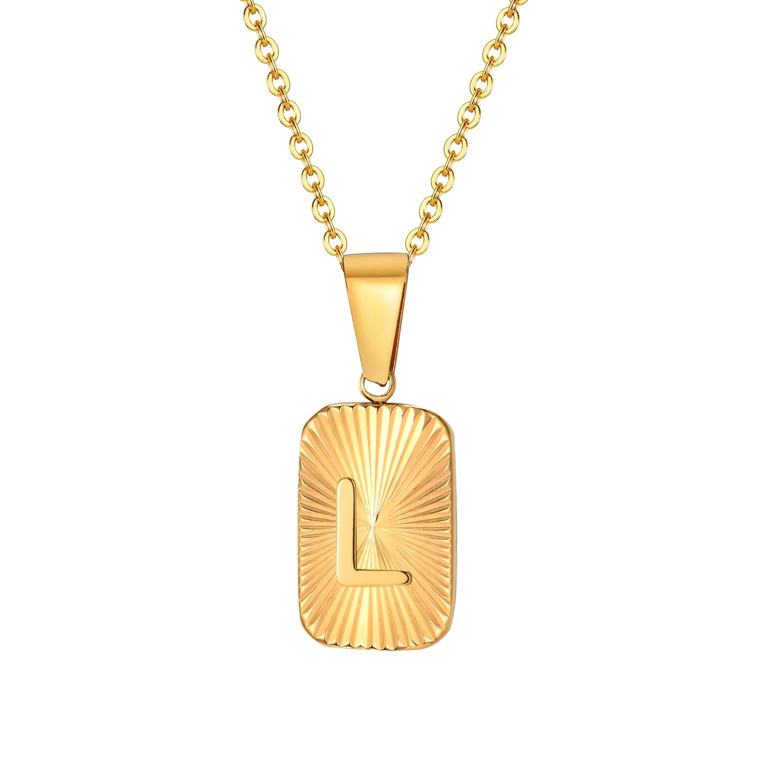 18k Square Ray Initial Necklace