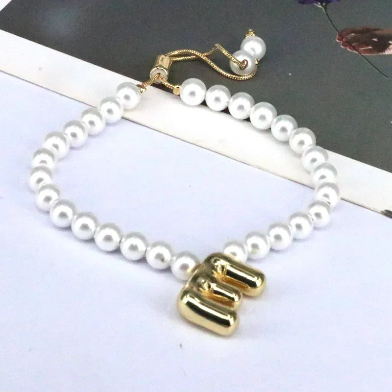 Pearl Balloon Initial Bracelets