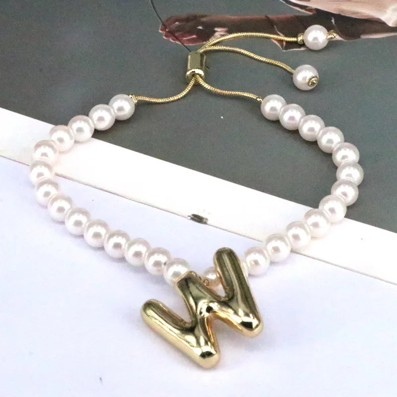 Pearl Balloon Initial Bracelets