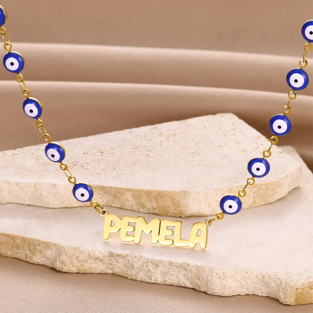 Custom Name Evil Eye Necklace
