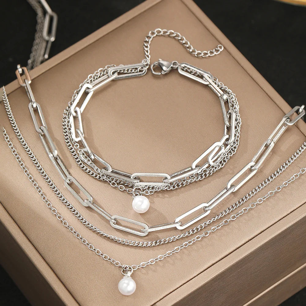 Multi Layer Pearl Jewelry Set