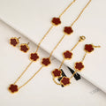 Dainty Clover Bracelet Necklace Set