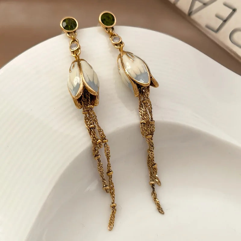 Lotus Tassel Earrings