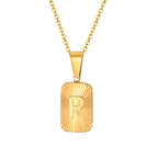 18k Square Ray Initial Necklace