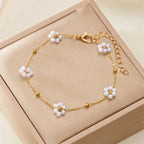 Pearl Flower Charm Bracelet & Necklace