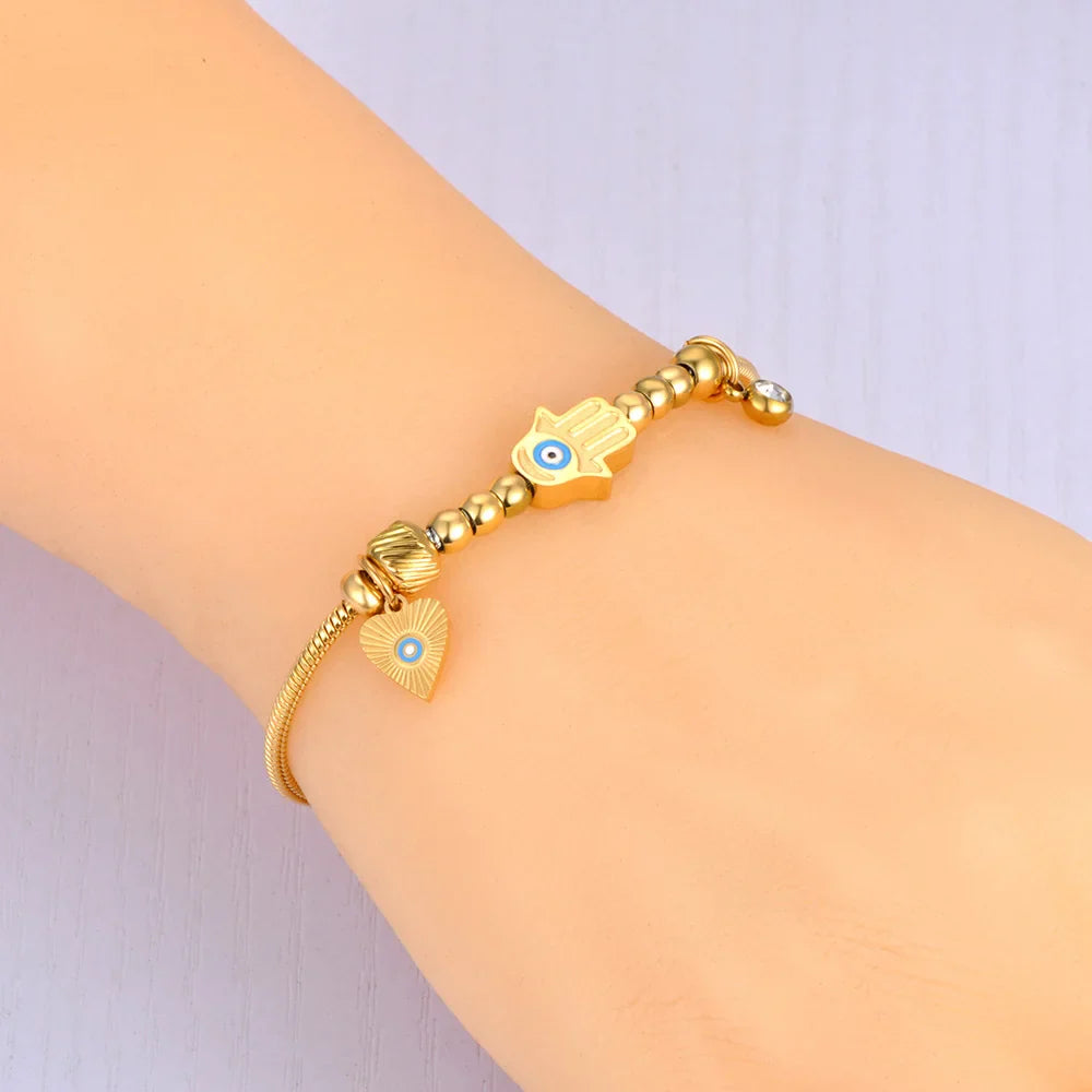 Evil Eye Cable Charm Bracelet