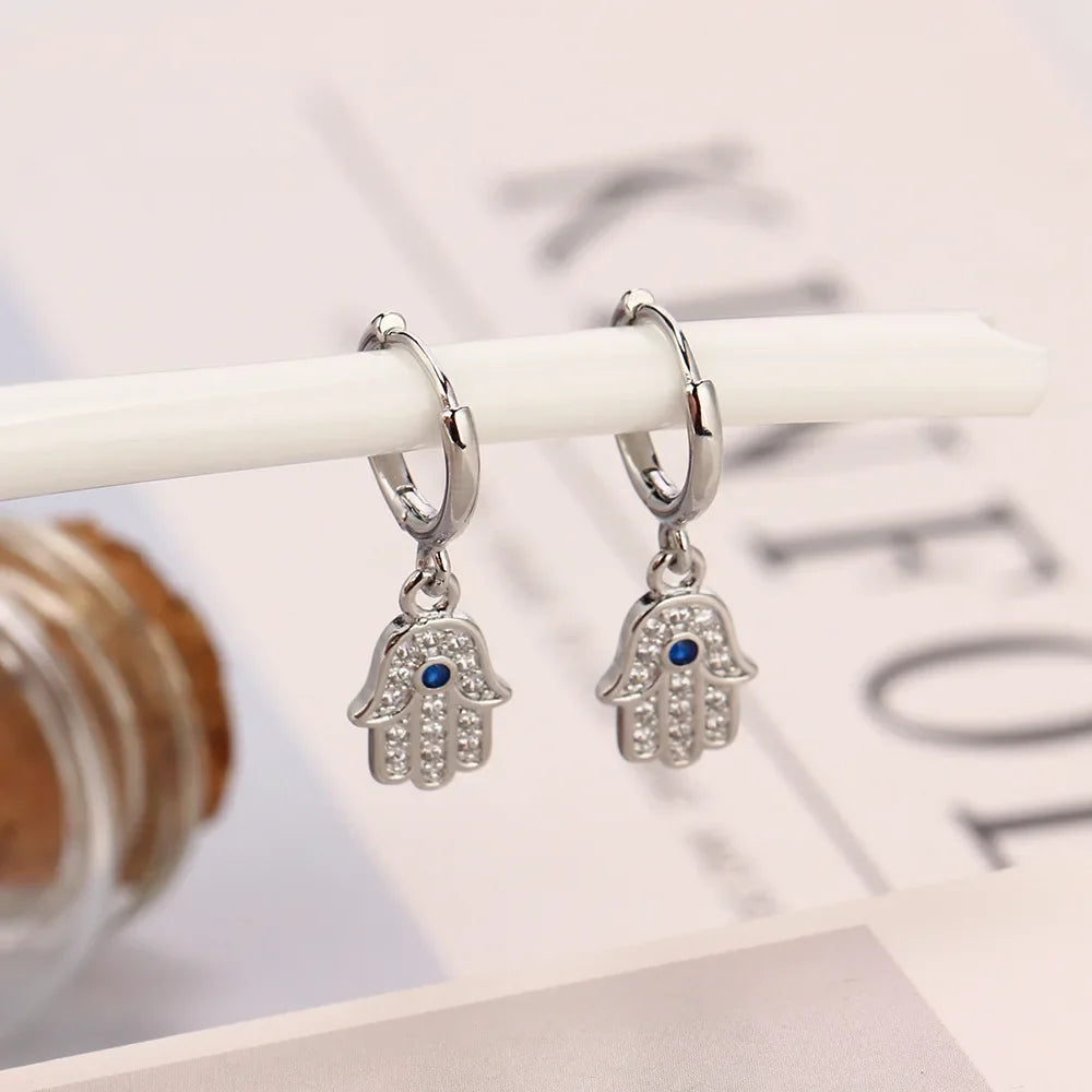 Evil Eye Hand Earrings