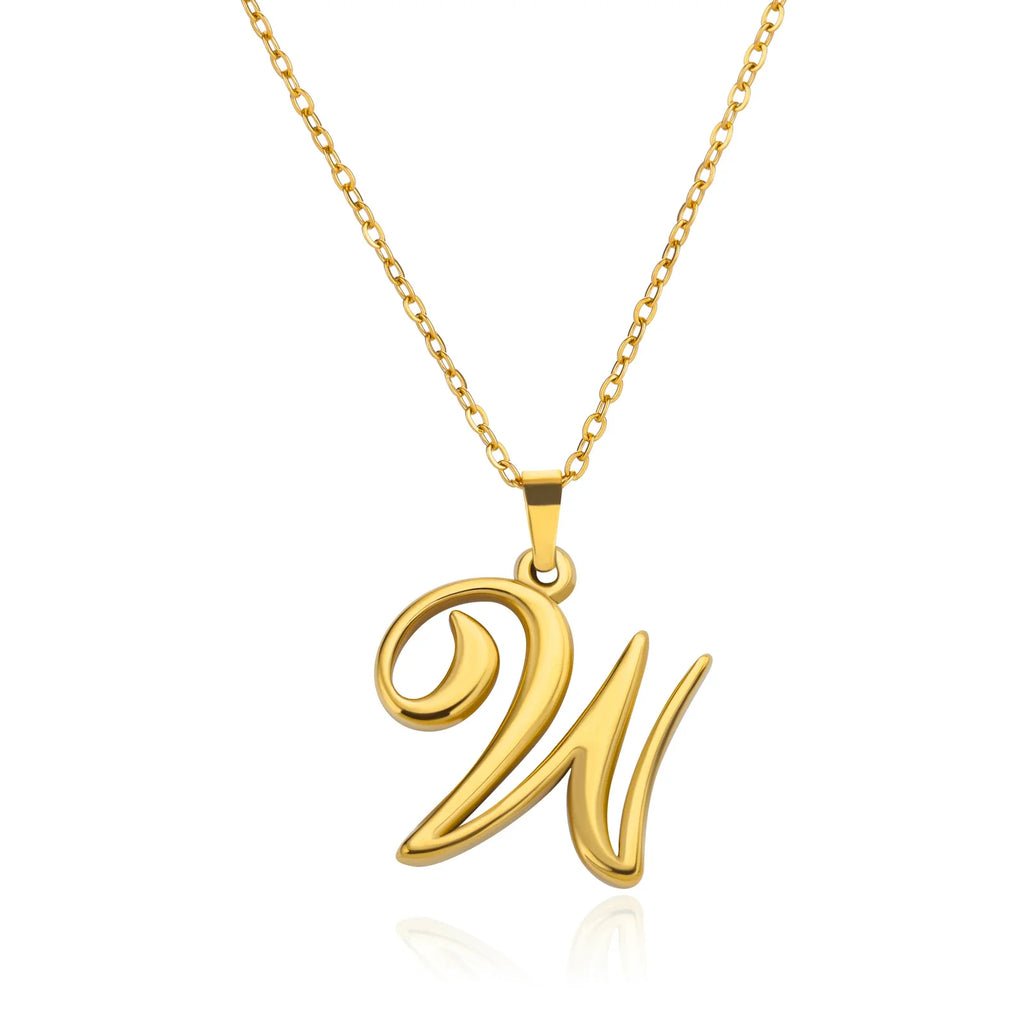 18k Cursive Initial Necklace