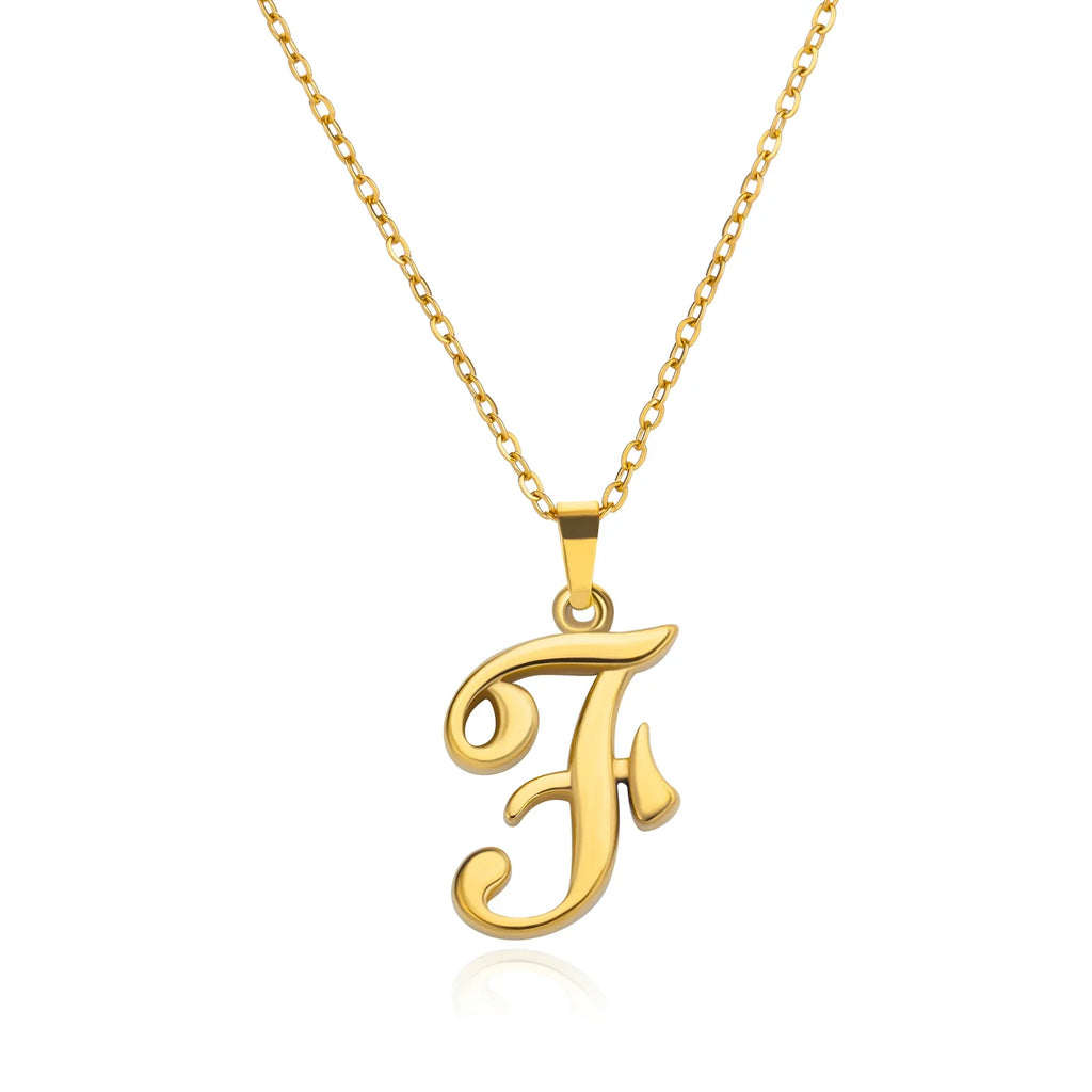 18k Cursive Initial Necklace