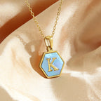 Colorful Hexagon Initial Necklace