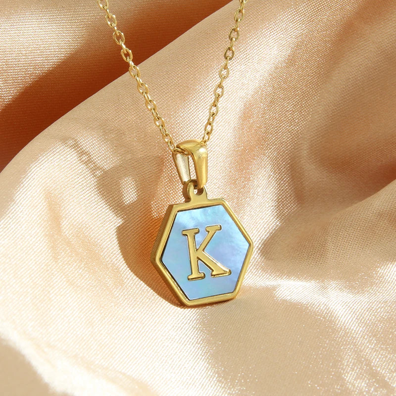 Colorful Hexagon Initial Necklace