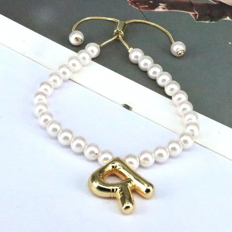 Pearl Balloon Initial Bracelets