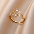 Crystal Leaves Ring