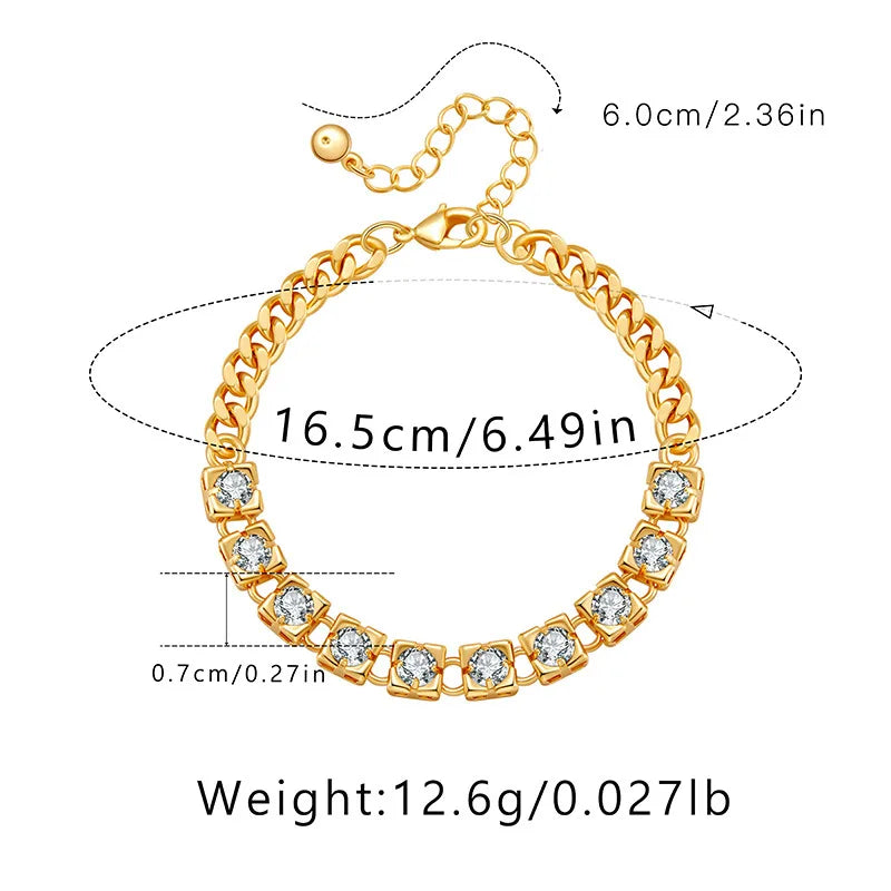 18k Square Gem Cuban Bracelet