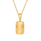 18k Square Ray Initial Necklace