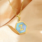 Colorful Hexagon Initial Necklace