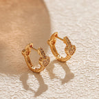 18k Inlaid Heart Earrings
