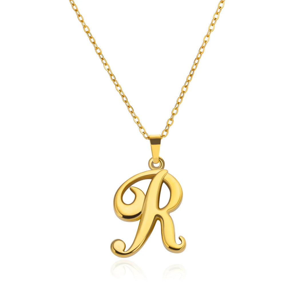 18k Cursive Initial Necklace