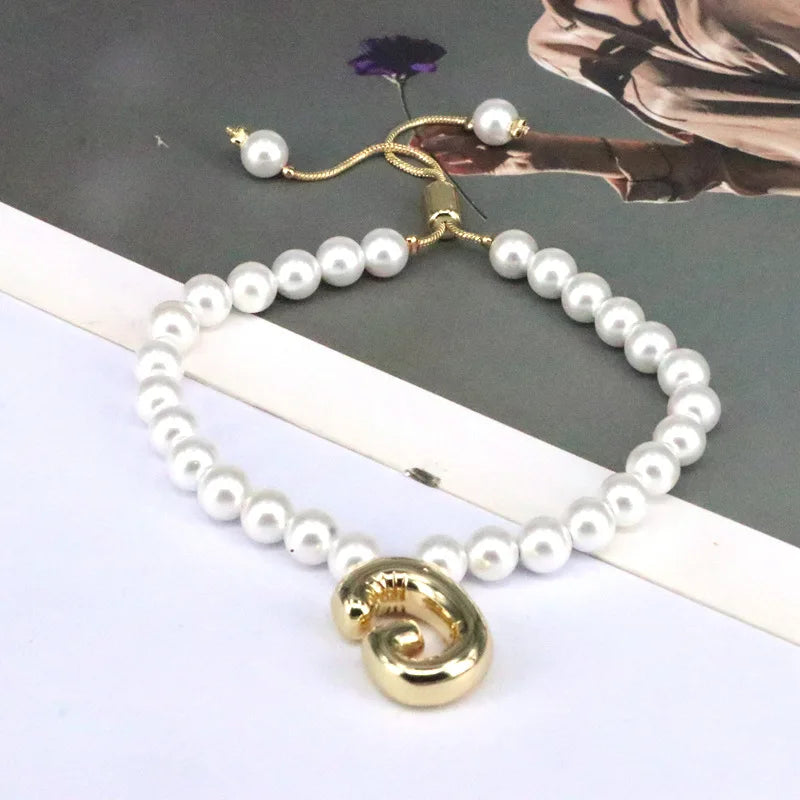 Pearl Balloon Initial Bracelets