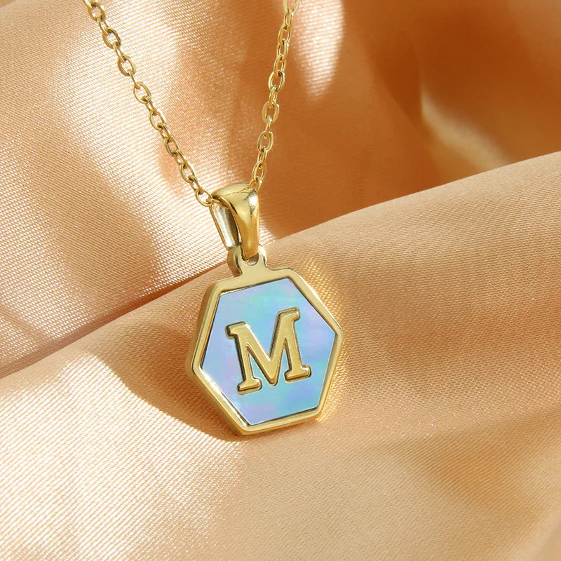 Colorful Hexagon Initial Necklace