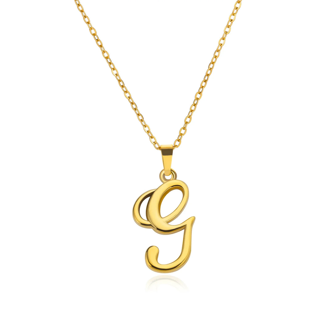 18k Cursive Initial Necklace