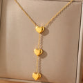 Triple Heart Tassel Necklace