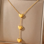 Triple Heart Tassel Necklace