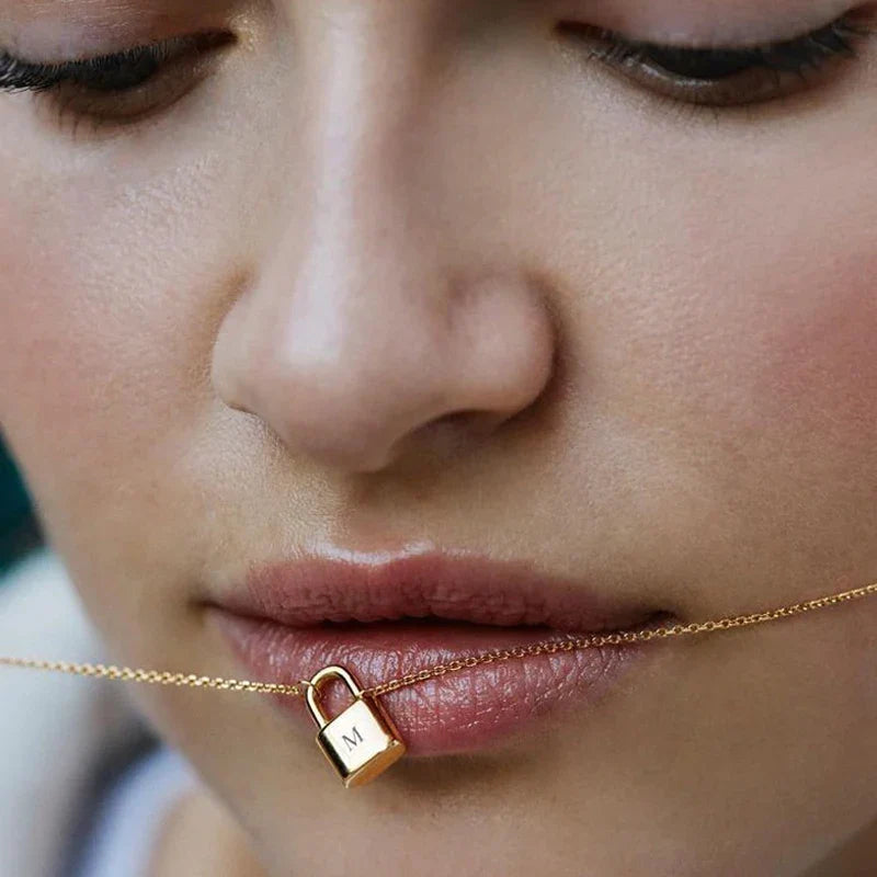 18k Love Lock Initial Necklace