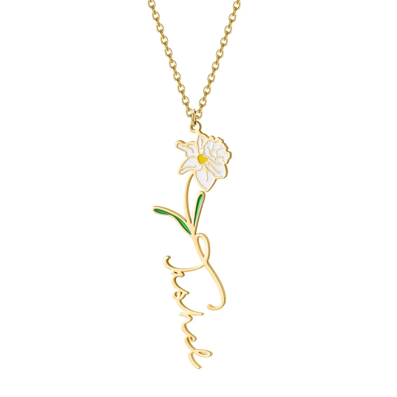 Birth Flower Name Necklace