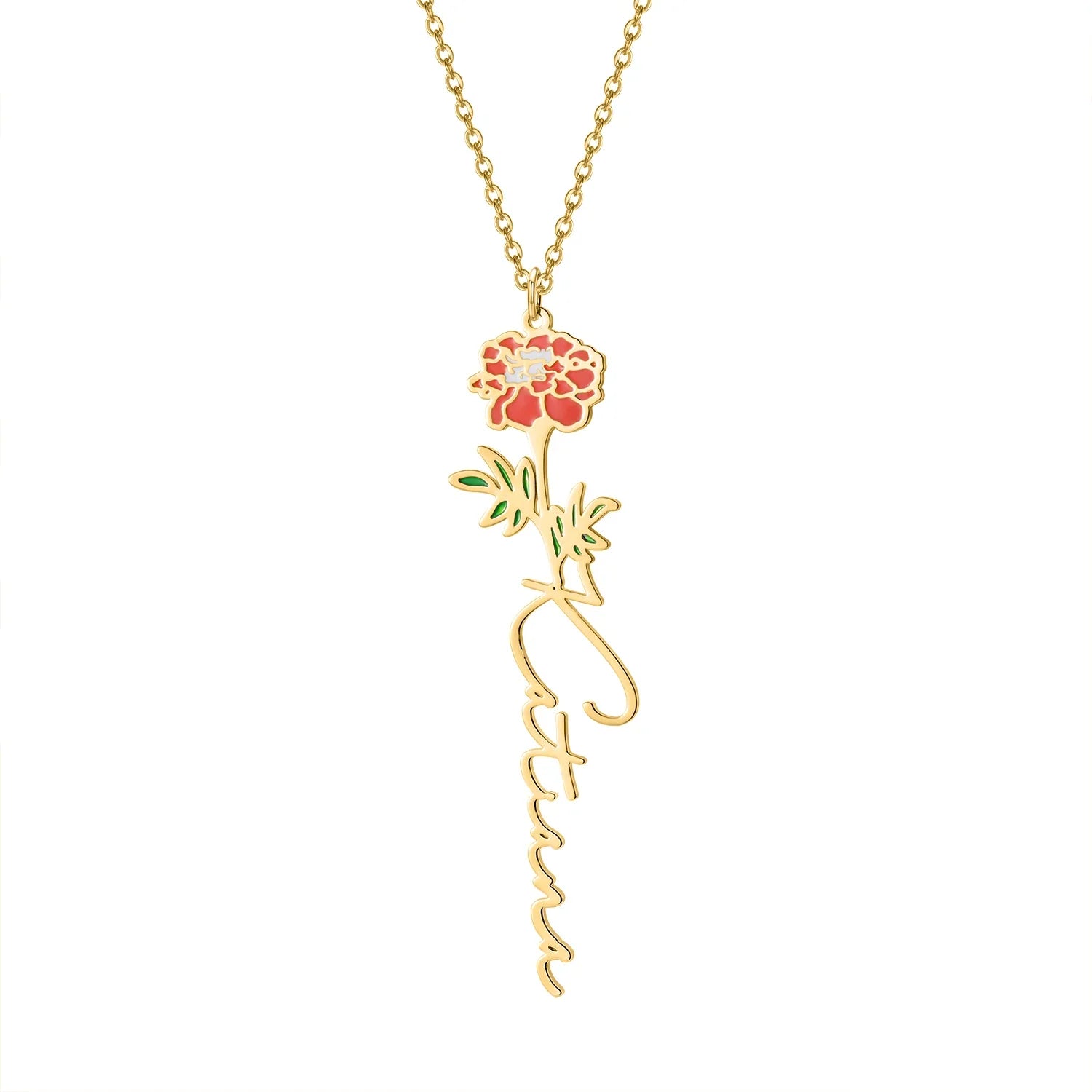 Birth Flower Name Necklace