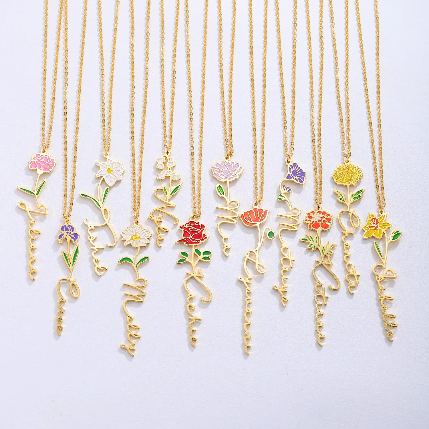Birth Flower Name Necklace