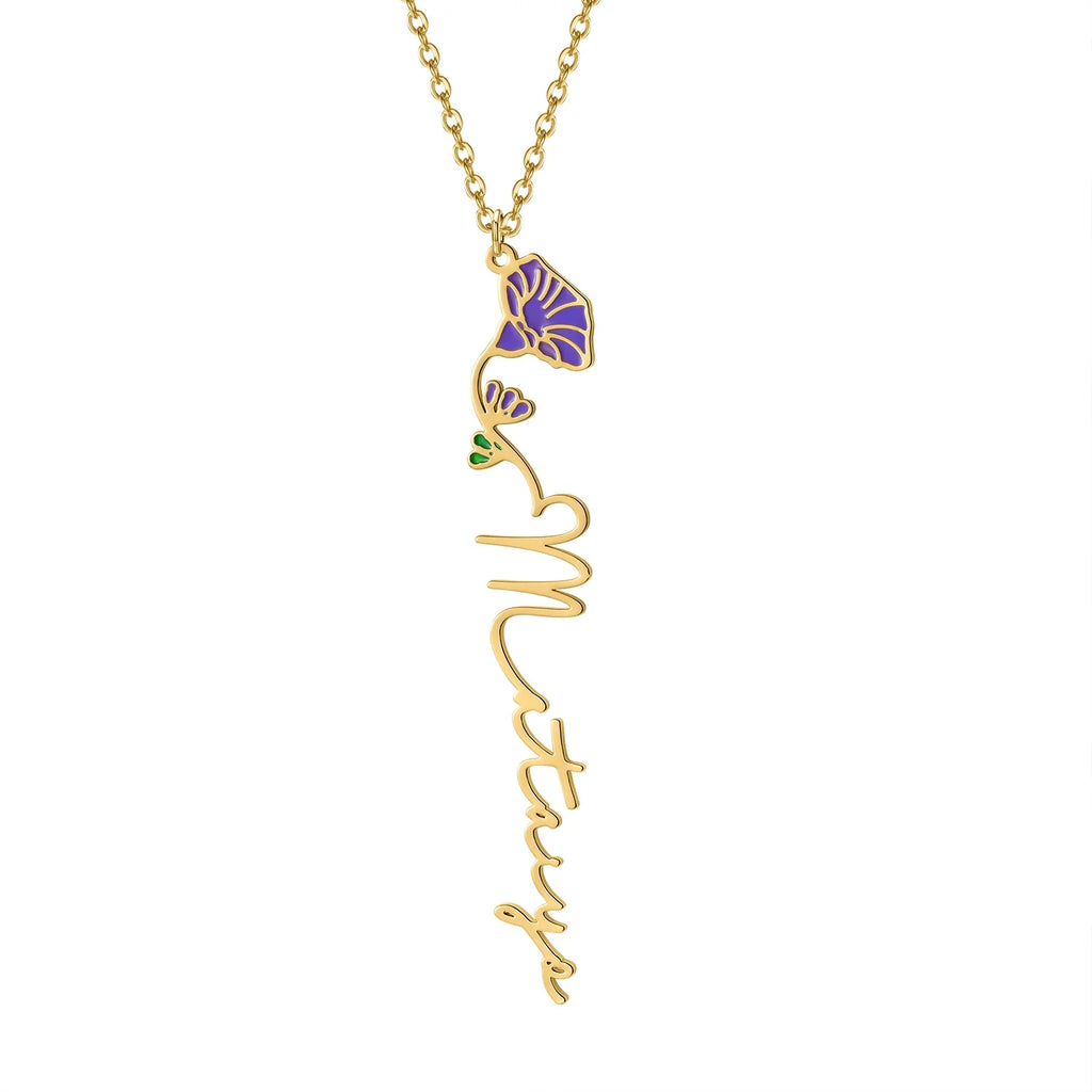 Birth Flower Name Necklace