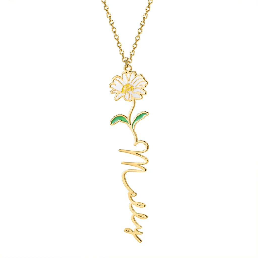 Birth Flower Name Necklace