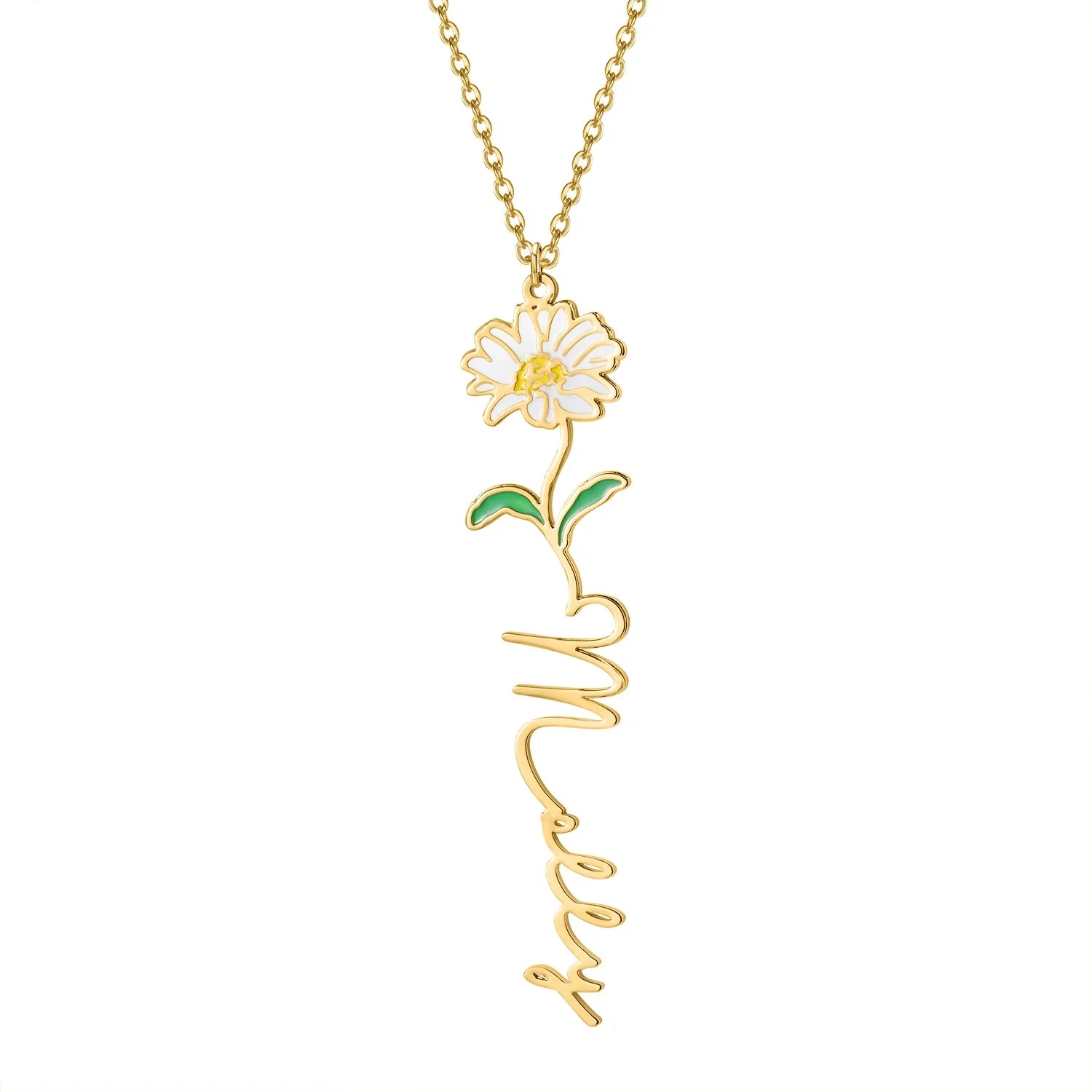 Birth Flower Name Necklace
