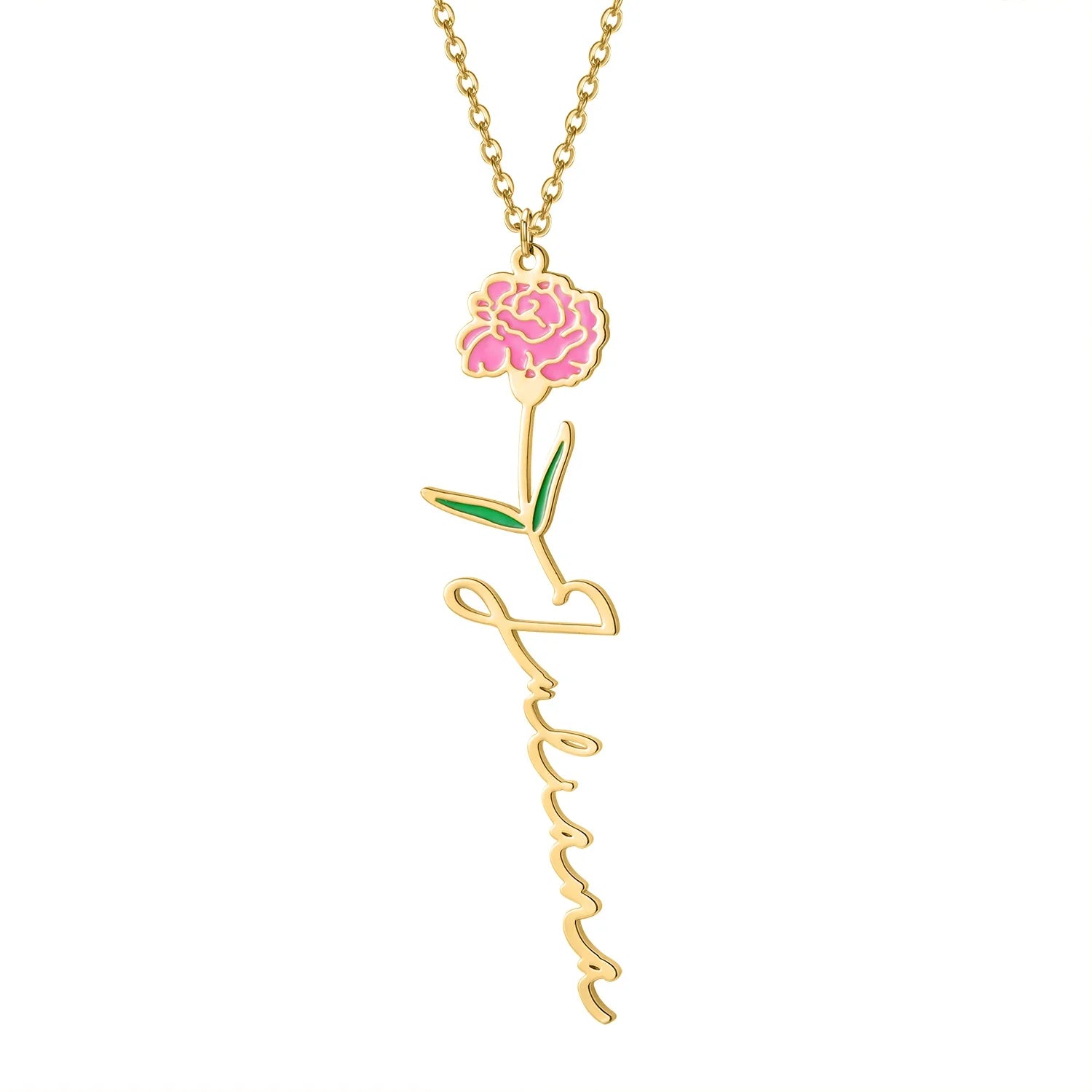 Birth Flower Name Necklace
