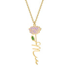 Birth Flower Name Necklace