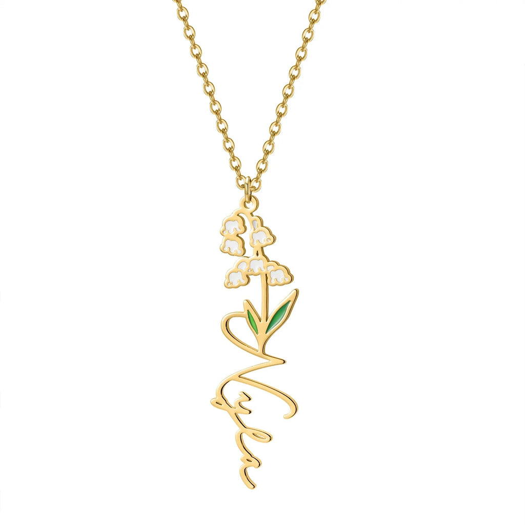 Birth Flower Name Necklace