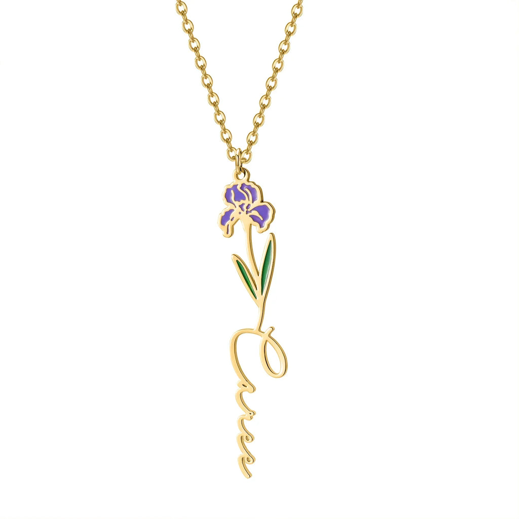Birth Flower Name Necklace