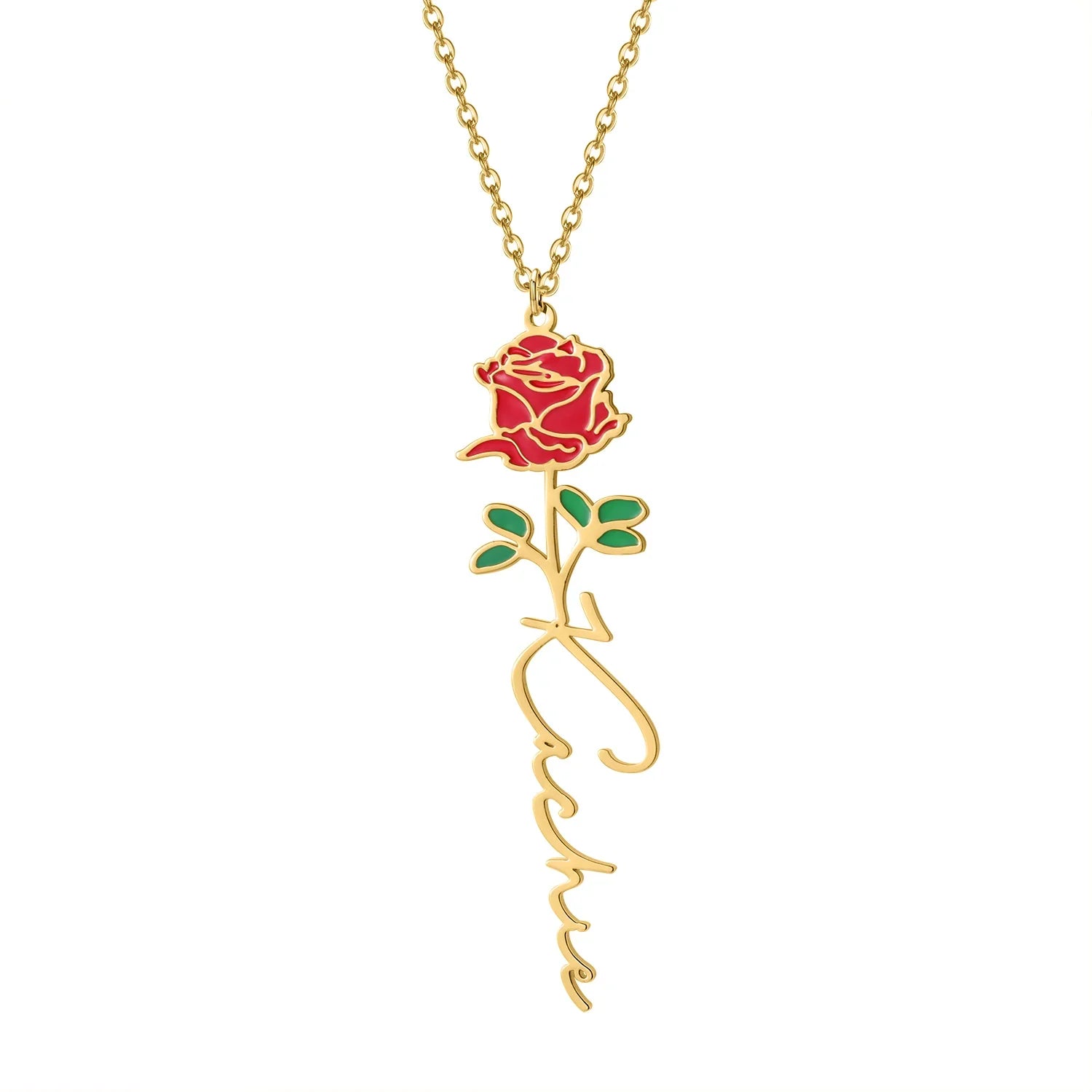 Birth Flower Name Necklace